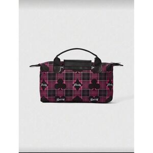 Pink Black Plaid Flashy Sassy Graphic Cosmetic Bag Makeup Toiletry Case Pouch